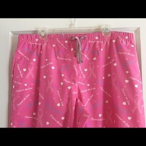 American Crown Cancer Cure Pink Scrub Pants Size L